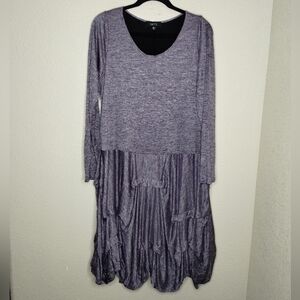 Comfy USA Lagenlook Purple Layered Dress size Small